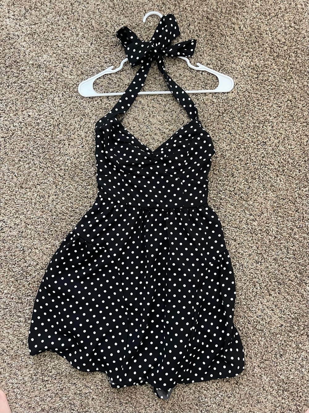 Black Polka Dot Halter Dress